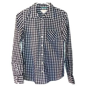 White and Navy Checker button shirt